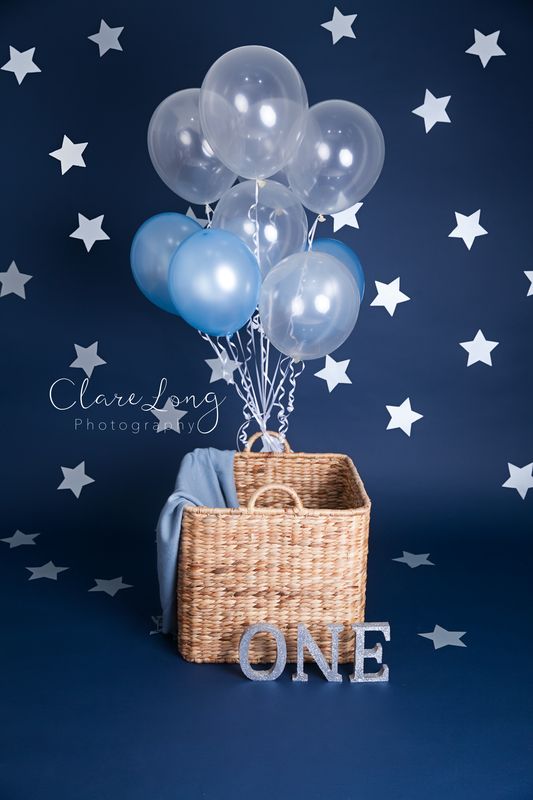 Clare Long Photography Kent photographer handmade set personalised shoot balloons blue stars Picture